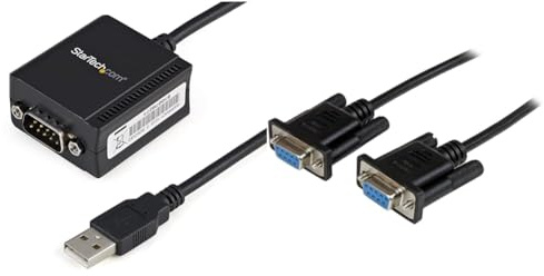 StarTech.com USB to Serial Adapter - 1 port - USB Powered & 2m Black DB9 RS232 Serial Null Modem Cable F/F - DB9 Female to Female - 9 pin RS232 Null Modem Cable - 2 meter, Black (SCNM9FF2MBK)