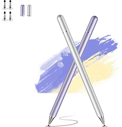 Stylus Pens for Touch Screen(2pcs),Disc Tip Pencil & Magnetic Cap Stylus | Universal Stylus Pen for iPad for Drawing & Writing,Tablet Pencil for iPhone/iPad/Android/Chromebook/Switch-Pink/Sliver
