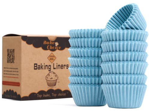 Mini Pirottini per Muffin Carta,400 Pezzi,Antiaderenti,Pirottini per Muffin Carta in Pergamena,Blu,Diamètre du fond 3,5 cm