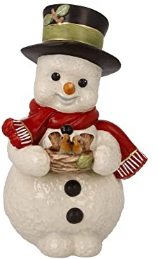 Goebel Figurine Bonhomme de Neige - Couple d'oiseaux gazouillant - Bonhomme de Neige de Noël