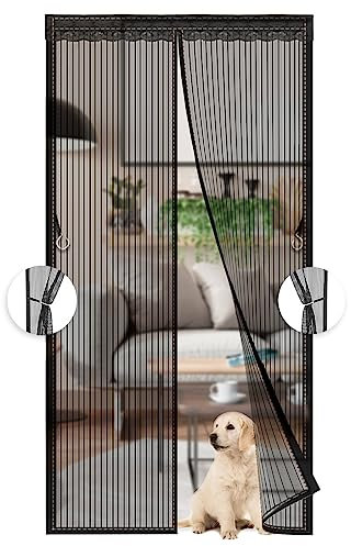 Phantasy® Schwarz Fliegengitter Balkontür, Magnet Moskitonetz Tür Vorhang Insektenschutz für Balkontür, Terrassentür Kinderleichte Klebemontage Ohne Bohren, 120x240 CM