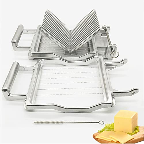 Manual Cheese Slicer Cutter Hand Held Toast Bread Sandwich Slicer with 1cm&2cm Stainless Steel Wire, Multifunctional Vegetable Butter Luncheon Meat Cutting for Home