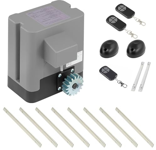 CO-Z 200W Motor para Puerta Corredera Capacidad 600KG Abridor de Puerta Corredera con 4m Cremallera de Acero y 2 Controles Remotos + 1m Cremallera de Acero + 1 Control Remoto Más