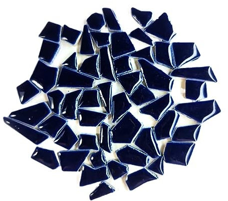 LAPooh Mosaikfliesen 80 g (ca. 50–70 Stück) Porzellan-Mosaikfliesen, 1–2,5 cm, 0,4 mm Dicke, Keramik-Mosaiksteine, DIY-Mosaik-Bastelmaterial Glasfliesen (Color : Dark Blue, Size : 80g-2.82oz)