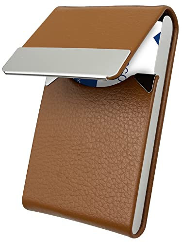 sundee Visitenkartenetui, Metall Visitenkartenetui Tasche, Kartenhalter für Damen & Herren, Professionelle PU Leder Visitenkartenhalter RFID Blocking Namenskartenhalter Hülle mit Magnetverschluss, Sk