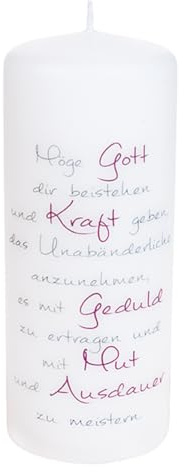 FRITZ COX Kerze mit Text Möge Gott dir bestehen | Qualitätskerze | in Deutschland hergestellt | bis zu 44 Std. Brenndauer | 15cm
