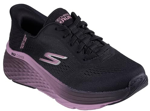 Skechers dam Max dämpning Elite 2.0 träningsskor, Svart textil mauve-trim, 38 EU