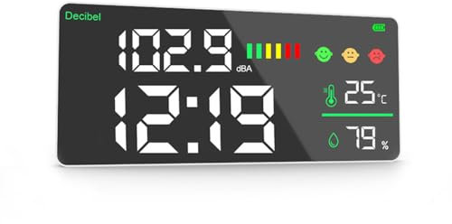 Schallpegelmessgerät Digital Dezibel Messgerät Temperaturzähler Feuchtigkeitsmesser Detektor Haushaltsumgebungsdetektor Multifunktionstester Großer Bildschirm Wand Innen