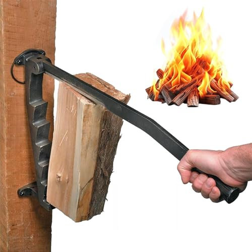 Wall Mounted Firewood Splitter In Carbon Steel,Portable Manual Kindling Splitter,Heavy Duty Wall Mounted Hand Log Splitter For Camping Household Outdoor