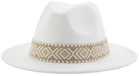 SOYNIA Fedora Trilby Filzhut Hut Panama-Hut Western-Cowboy-Hüte Für Damen Solide Große Krempe Lässige Fedoras Herren- Und Damen-Filzhut 52–54 cm (Kinder) Weiß