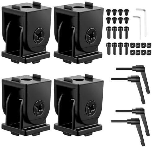 COLFULINE 4PCS Conector de Articulación, Perfil de Aluminio de Articulación 20x20 Ranura 6, Conector de Ángulo Ajustable de Aleación de Zinc, Bisagra Flexible 180 °,con Palanca de Sujeción Negro
