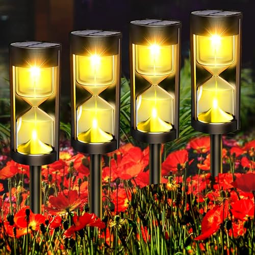 Aosethefrt Solarlampen für Außen Garten, 4 Stück Solar Gartenleuchten, 800mAh Akku, IP65 Wasserdicht, Auto Ein/Aus, 3000K Warmweißes Solarleuchten fürGarten Rasen Terrasse Hof