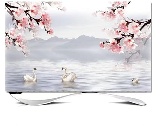 TV Screen Cover 32-85In, Dust TV Screen Cover, Universal TV Dust Cover 22-80 In, for LCD LED Plasma Television Art Printing Decor Flat Curved TV, Wall Mount/Curved/Desktop L,49-52in(118x70cm)
