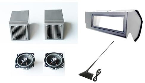Casse Altoparlanti 100W. per Autoradio BOX Portacasse Grigio con Antenna Mascherina Stereo Specifiche COMPATIBILI con Panda modello 141 prodotte dal 1986 al 2003 - GM2040 - 2072G - A5.01-10.022G