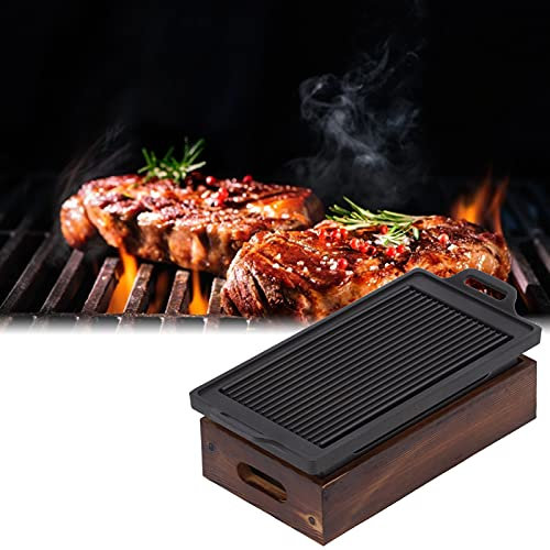 Lot de 2 Poêles à Griller, Plaque de Cuisson Polyvalente pour Barbecue, Plaque de Barbecue Antiadhésive sans Fumée, Poêle de Table pour Barbecue, Grillades Intérieures et