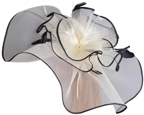 SLXLYH Fascinator mit Blumenmuster, Hut, Haarspange für Teeparty, Damen, Fascinator, Haarnadel, Kopfschmuck, Themenparty, Kostüm, Kopfbedeckung (Beige, Einheitsgröße)