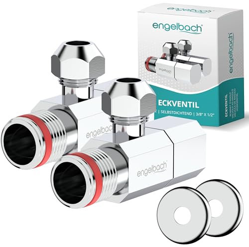 Engelbach® Universal Eckventil 1/2 Zoll selbstdichtend (2er Set) - Eckregulierventil mit Schnellverschluss - öffnet und schließt mit nur 1/4 Umdrehung - für Kalt- und Warmwasserleitungen