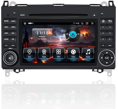 Autoradio für Mercedes Vito W639, Sprinter W906, A-Klasse W169, B-Klasse W245 – 2 DIN Radio mit Apple CarPlay, DAB+, Navi, Bluetooth (7 Zoll, 2.0GHz,8-Core Android 14.0)