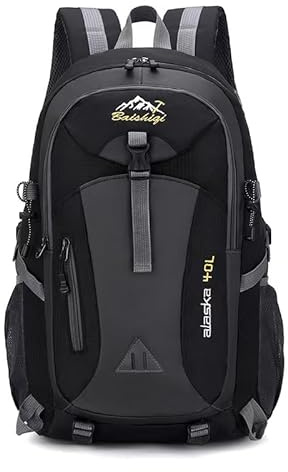 60L Hiking Backpack, Lightweight Breathable Trekking Rucksack for Men Women, Water Resistant Daysack Travel Bag, Durable Backpack for Skiing Climbing Cycling Mountaineer Outdoor Sports (Black, 60 L)