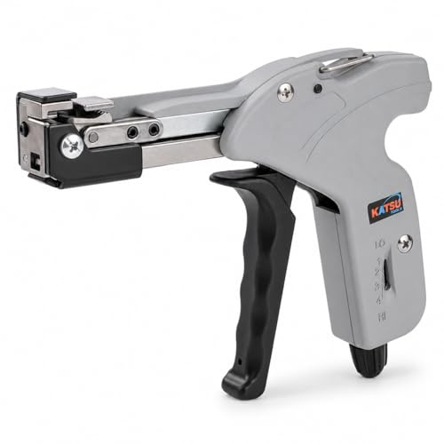KATSU Tools Pistolet à Colliers en Acier Inoxydable, Outil Professionnel pour la Tension et la Coupe Automatique des Colliers Métalliques 417521