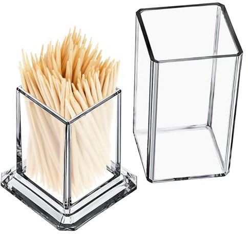 2 Pack Clear Acrylic Toothpick Holder,Tooth Pick Holder Dispenser,Rectangular Thickened Toothpick Holder,Toothpicks Dispenser For Home Kitchen Storage