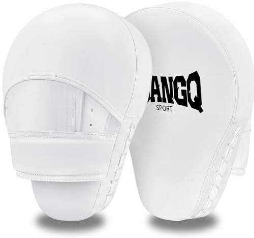 Boxkuddar böjda fokushandskar, träningskuddar MMA Muay Thai kickboxing coaching kampsport stansning hand mål skylt & boxhandskar (vit)