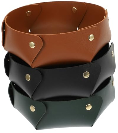 MUCKLILY Plateau De Bureau en Cuir Grand Format Noir Marron Vert Foncé, Organisateur De Clés Multifonction pour Rangement De Bijoux Et Accessoires, Plateau De Rangement Élégant pour Bureau Et Maison