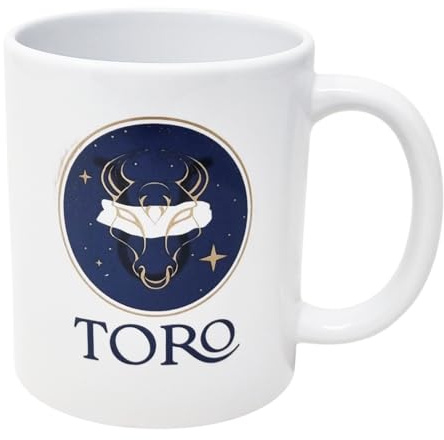 CUCUBA Tazza Mug in Ceramica Design Artistico Segno Zodiacale Toro per Colazione Merende 36cl