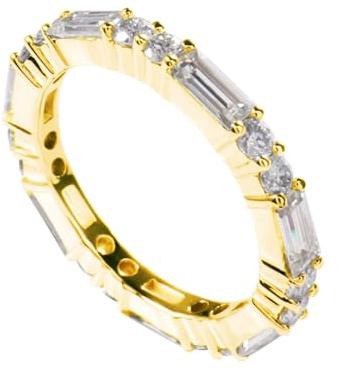 Damenring Gold 585 Echtgold, Promise Ring Weiß Moissanit Ewigkeit Ehering 14 Karat Gelbgold Größe 60 (19.1)