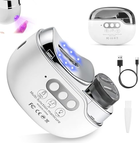 Elektrischer Nagelknipser, 4 in 1 Nagelknipser Elektrisch mit Nagellampe, Einstellbarer Automatisch Nageltrimmer, Wiederaufladbarer Elektrische Nagelfeile für Kinder, ältere Menschen, Erwachsene
