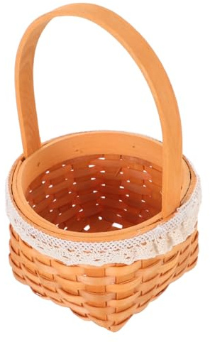 Ipetboom Cesta Compra Tejida a Mano de Madera para Guardar Flores Cesta Pequeña de Madera para Cocina para Arreglos Florísticos