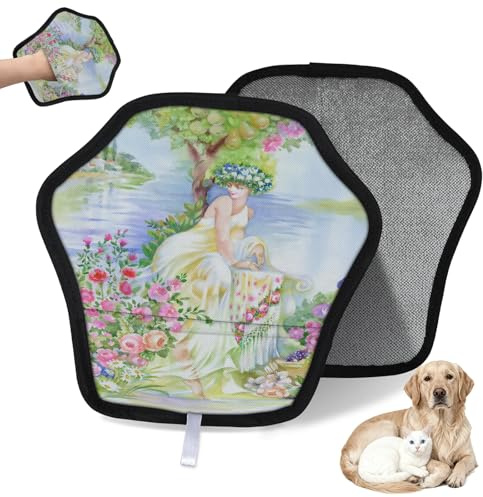 WowPrint Wasserfarben-Handschuhe für Damen, Tierhaarentfernungshandschuh für Katzen, Hunde, Frauen, wiederverwendbar, elektrostatische Tierhaar-Handschuhe, Bürstenwerkzeug für Couch, Kleidung, Teppich