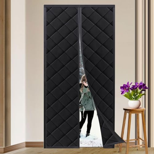 Rideau de porte magnétique à isolation thermique pour l'hiver, 90 x 210 cm, imperméable, coupe-vent, insonorisant, en nylon et coton épais, fermeture magnétique, isolation thermique pour l'hiver