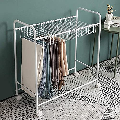 Carrello Porta Pantaloni Universale - Ripostiglio salvaspazio per Jeans, Vestiti e Cravatte - Armadio Stretto in Metallo Extra Alto - Ideale per camere da Letto e balconi (75x34,5x77 cm)