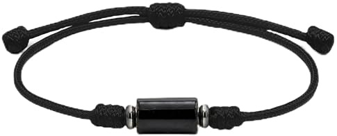 EFFEART®️Pulsera turmalina negra natural con hilo rojo o negro ajustable-Pulsera de hilo con turmalina negra piedra natural - Amuleto de protección contra mal de ojo - Nuevo hilo más suave y cómodo.