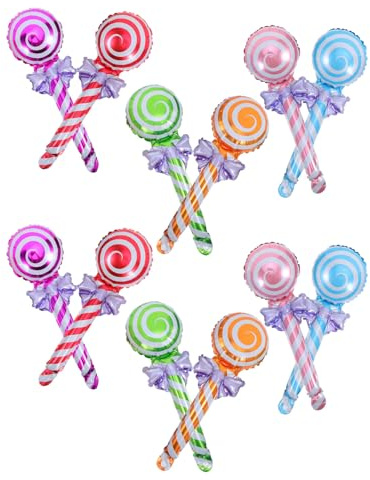 DOITOOL 12 Palloncini a Forma di Lecca-Lecca Giganti in Lamina Decorazioni per Feste di Compleanno e Matrimoni Set da 12 Pezzi per Allestimenti a Tema Caramelle per e Carnevale