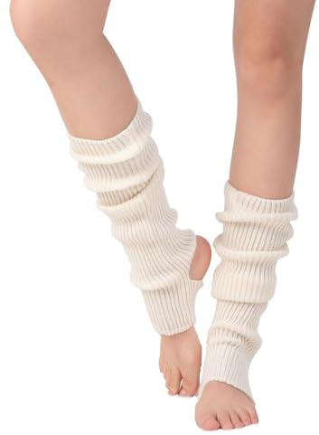 WUY Scaldamuscoli da donna,1 paio di scaldamuscoli bianchi da donna, caldi e comodi per l'inverno, ideali per yoga, danza e altre attività invernali.