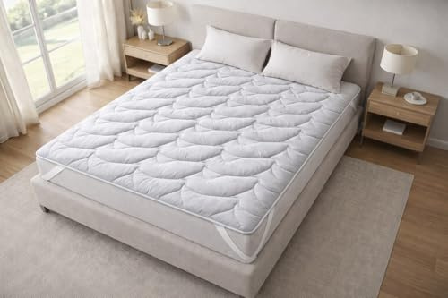 Topper Materasso Trapuntato Massaggiante 300gr con Fasce Elastiche 360° - Coprimaterasso Design Onde Ergonomiche - Anallergico Certificato Made in Italy Comfort (MATRIMONIALE)