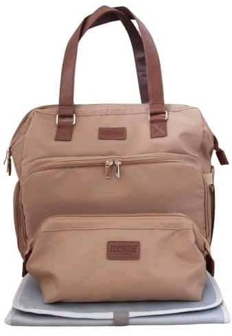 Adorable France – Sac à Langer Mimi XL | Grande Capacité 40L | Déperlant | 3 Modes de Portage (Dos, Épaule, Poussette) | Bretelles Réversibles (Beige Sable)