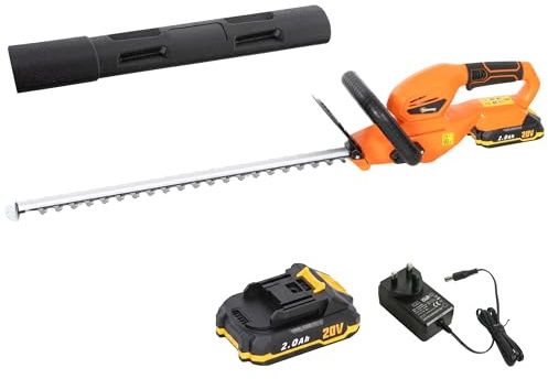 Outsunny Cortasetos inalámbrico 51 cm, 18 V, Cuchilla Doble, Naranja
