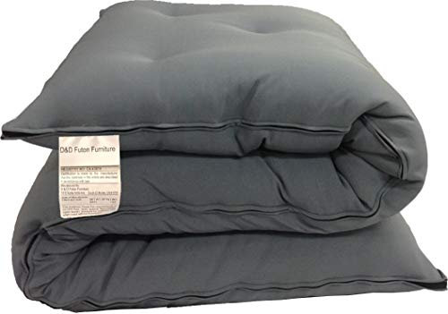 D&D Futon Furniture Traditionelle japanische Boden-Futon-Matratzen, faltbare Kissenmatten, Yoga, Meditaion, Einzelgröße, 7,6 cm dick x 68,6 cm breit x 203,2 cm lang (grau)