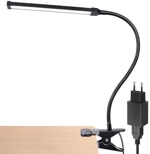 LEPOWER Clip on Reading Light, 5W Book Light with Gooseneck, Adjustable Color Temperature, Ideal for Reading and Piano, Metal White
