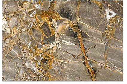 Küchen Spritzschutz „Marmor Gold“ 60x40 cm | Küchenrückwand | Alu-DiBond | Fliesenschutz für den Herd und Spüle | Küche | Küchenpaneele inkl. Befestigungsmöglichkeit ohne zu Bohren