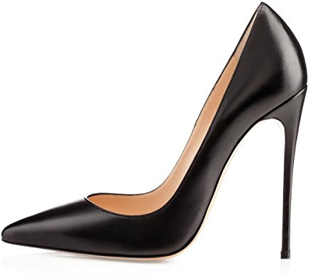EDEFS Tacones Mujer Elegantes 12 cm Zapatos Salón Punta Fina Zapatos de Tacón Alto para Fiesta Oficina Evento Especial Mate Negro EU39