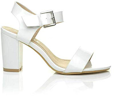 Womens Low MID Heel Block Peep Toe Ladies Ankle Strap Party Strappy Sandals