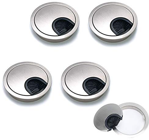 HO2NLE 4er Kabeldurchführung Schreibtisch 60mm Kabeldurchlass Weiß Tischdurchführung Rund Kabeldose für Tisch Office Schreibtische Büro Arbeitsplatten