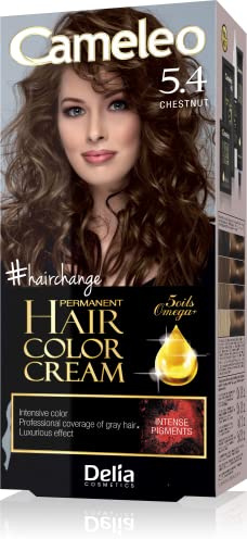 Cameleo - Crema Colorante Permanente para el Cabello - Castaño - Color Intenso y Protección - 5 Aceites + Ácidos Omega Plus - Tinte para el Cabello Profesional y Lujoso - Kit Completo