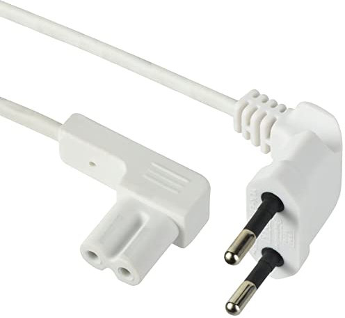 Electraline 95512 Cable de alimentación de audio, video, radio, Sonos Play en ángulo; Enchufe europeo a doble enchufe hembra tipo C7; 1.8M