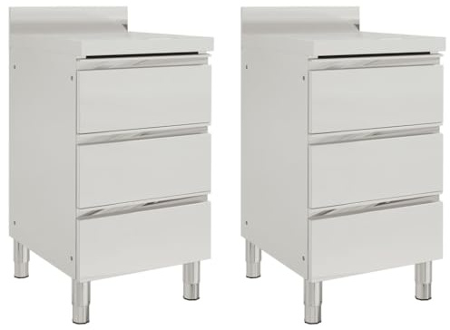 vidaXL 2X Gastro Küchenschrank mit 3 Schubladen Edelstahlschrank Arbeitsschrank Arbeitstisch Schrank Gastronomie Schubladenschrank Edelstahl