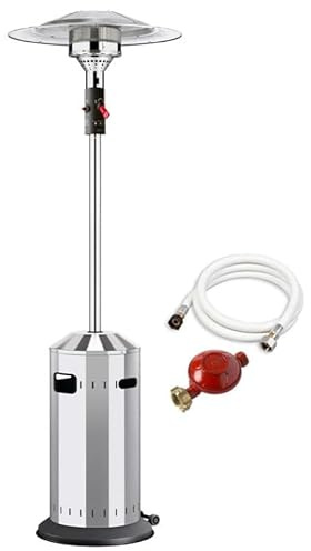 FAVEX - Parasol chauffant gaz Cosy Elegance Inox - Exterieur - 3 à 8 kW - 12m² - Livré avec tuyau et détendeur - 76 x 76 x 218 cm